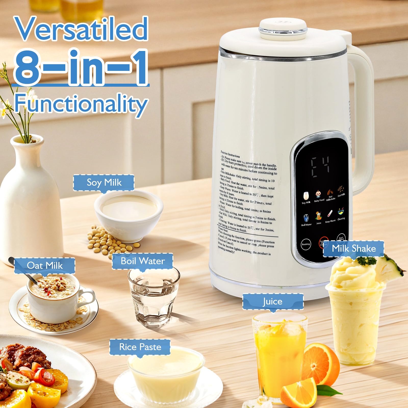 Amazon.com: Brezzolife 40oz Nut Milk Maker Machine, 8-in-1 LED